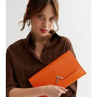 Bright Orange Leather-Look Chain Strap Clutch Bag New Look | New Look (UK)