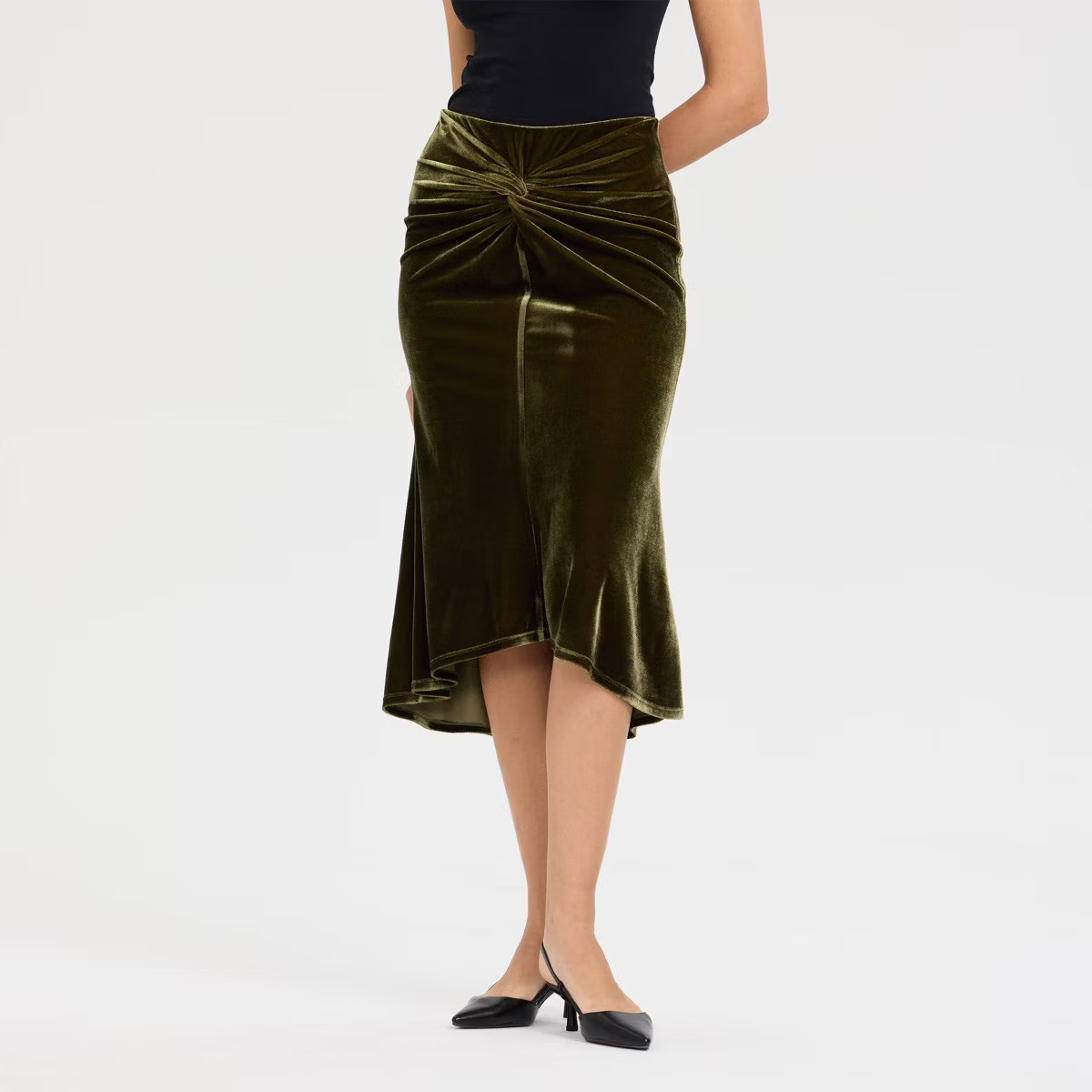 Women's Velvet Twist Midi Pull-On Skirt - A New Day™ | Target