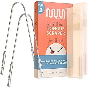 MasterMedi Tongue Scraper for Adults, 100% Stainless Steel Tongue Scrubber for Bad Breath, Easy t... | Amazon (US)