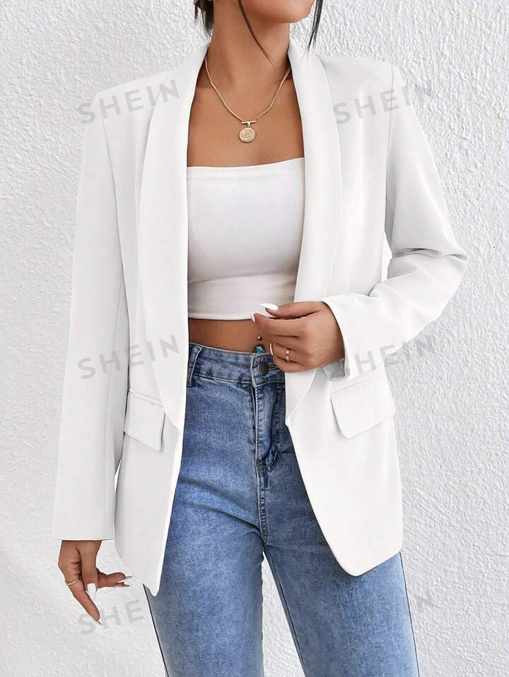 SHEIN Privé Solid Color Shawl Collar Blazer | SHEIN