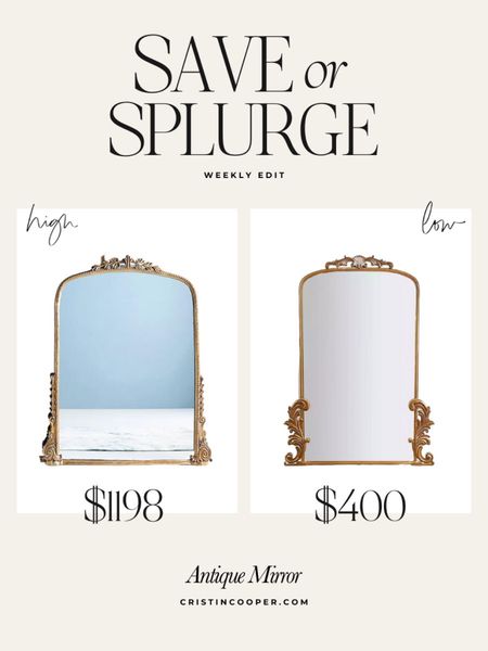 Save or Splurge

Antique Style Mirror

Amazing lookalike to the viral Anthro Mirror

For more great finds head to cristincooper.com 

#LTKhome