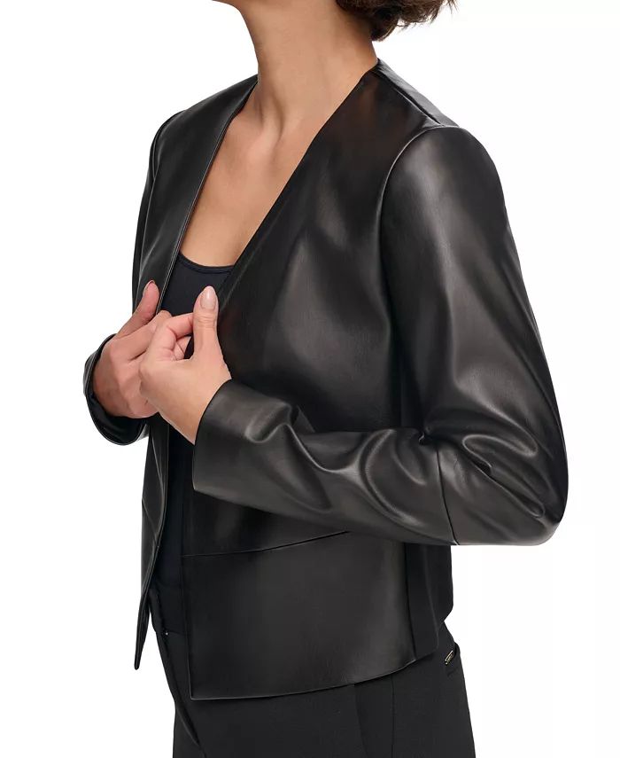 Women's Open-Front Faux-Leather Jacket | Macy's