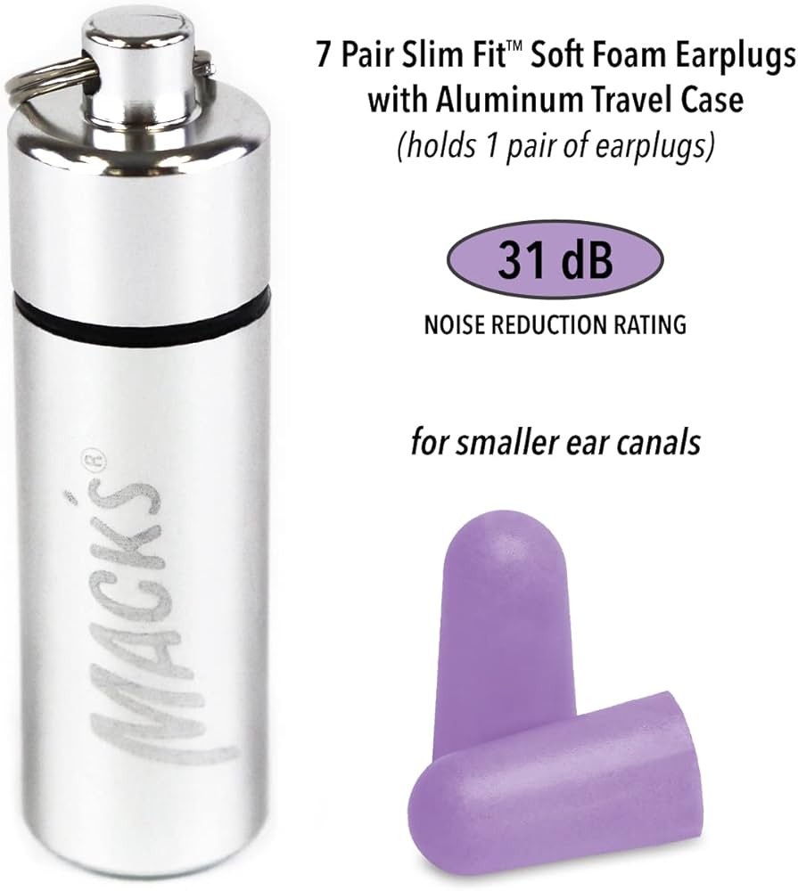 Mack’s Slim Fit Soft Foam Earplugs, 7 Pair with Travel Case – Small Ear Plugs for Sleeping, S... | Amazon (US)