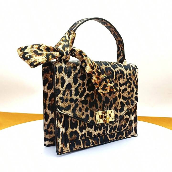 European And American Fashion Women's Handbag, Leopard Pattern Mini Handheld Bag With Structured ... | SHEIN