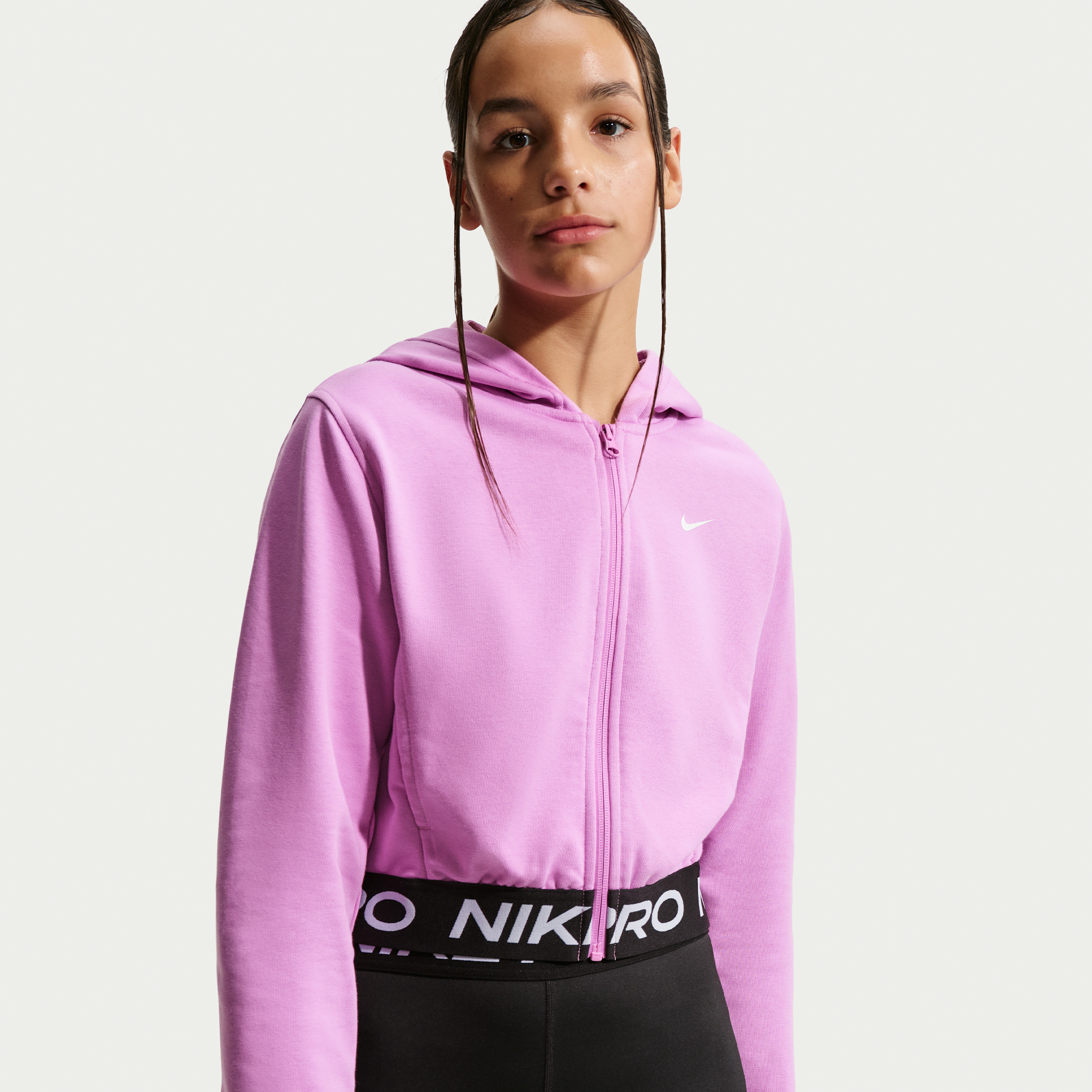 Nike Pro Fleece Big Kids' (Girls') Dri-FIT Full-Zip Hoodie in Purple | HQ9312-503 | Nike (US)