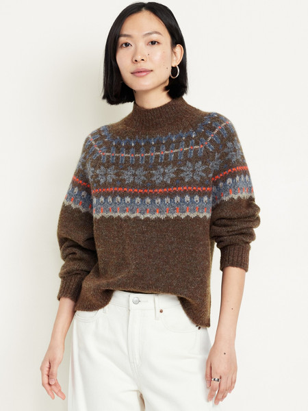 Holiday Print Mock-Neck Sweater | Old Navy (US)