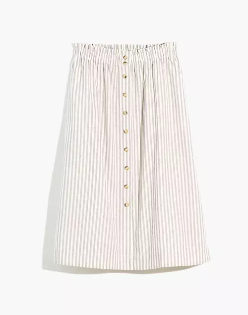 Striped Button-Front Pull-On Midi Skirt | Madewell