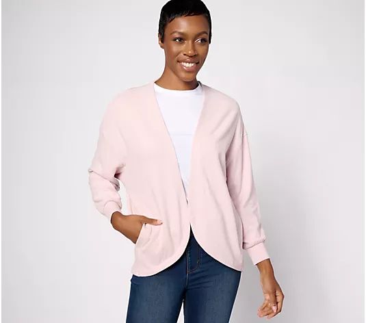 Barefoot Dreams Malibu Collection Brushed Fleece Circle Cardigan - QVC.com | QVC