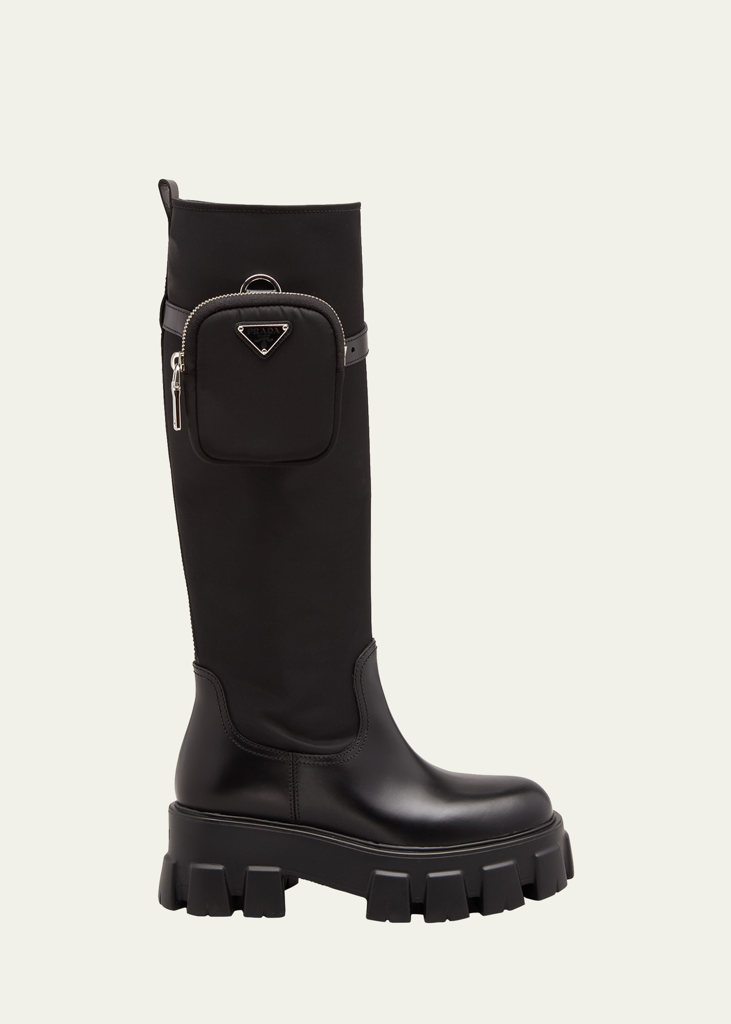 Nylon Zip-Pocket Platform Riding Boots | Bergdorf Goodman