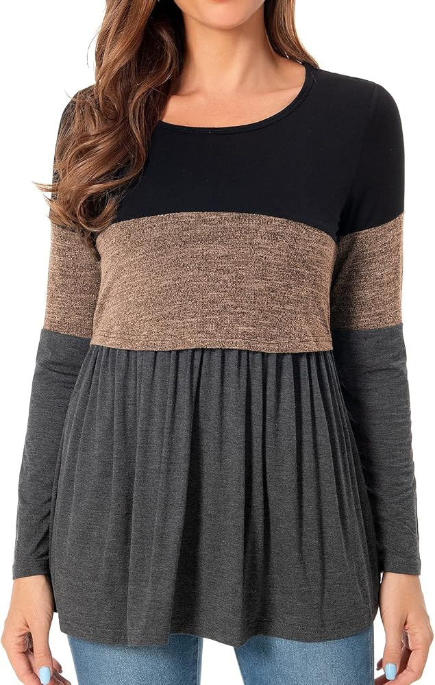 Bearsland Women\u2019s Nursing Top Long Sleeve Scoop Neck Nursing Shirt Breastfeeding Shirt Pregn... | Amazon (US)