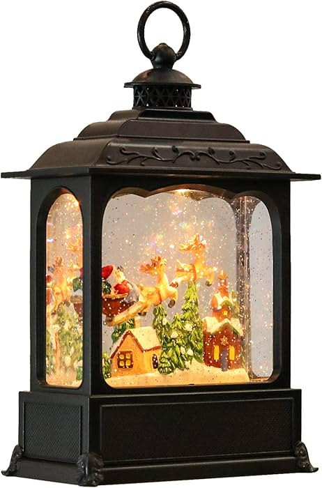 Eldnacele Musical Snow Globe Lantern with Timer, Lighted USB/Battery Operated Swirling Singing Wa... | Amazon (US)