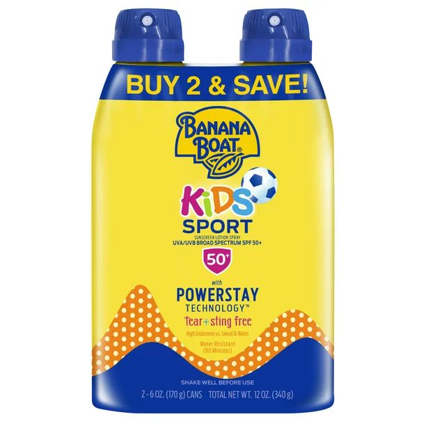 Banana Boat Kids Sport Sunscreen Spray SPF 50+, 12 oz Twin Pack | Walmart (US)