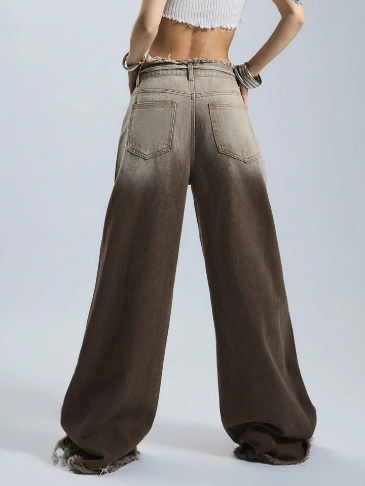 MUSERA Ombre Wash Extreme Oversized Jeans Spring 90's Y2k Streetwear Brooklyn Heights Western Con... | SHEIN