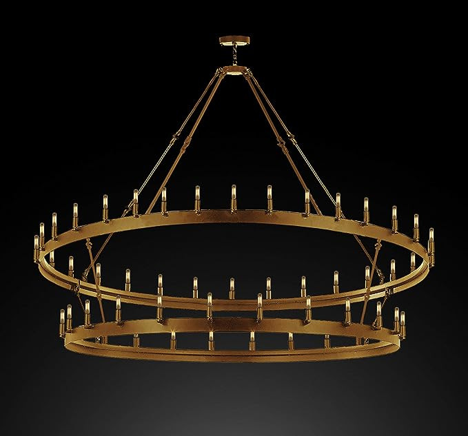 Wrought Iron Vintage Barn Metal Castile Two Tier Chandelier Chandeliers Industrial Loft Rustic Li... | Amazon (US)