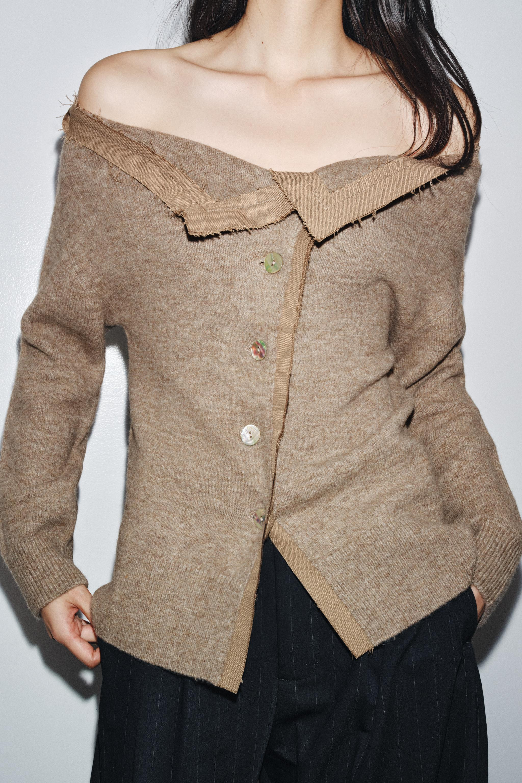 BOAT NECK KNIT CARDIGAN | Zara US