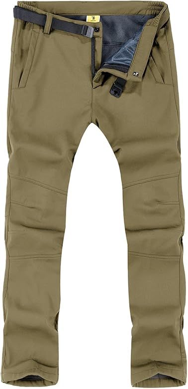 TBMPOY Men's Snow Ski Hiking Pants Waterproof Fleece Lined Pants Outdoor Mountain Softshell with ... | Amazon (US)