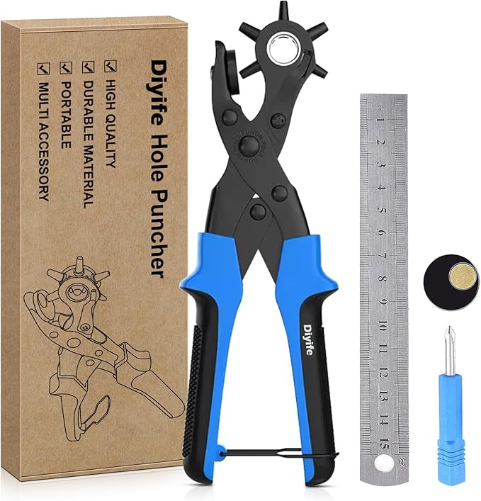 Diyife Professional Leather Hole Puncher, Full Set Punch Tool Kits for Belt, Watch Band, Shoe, Cr... | Amazon (US)