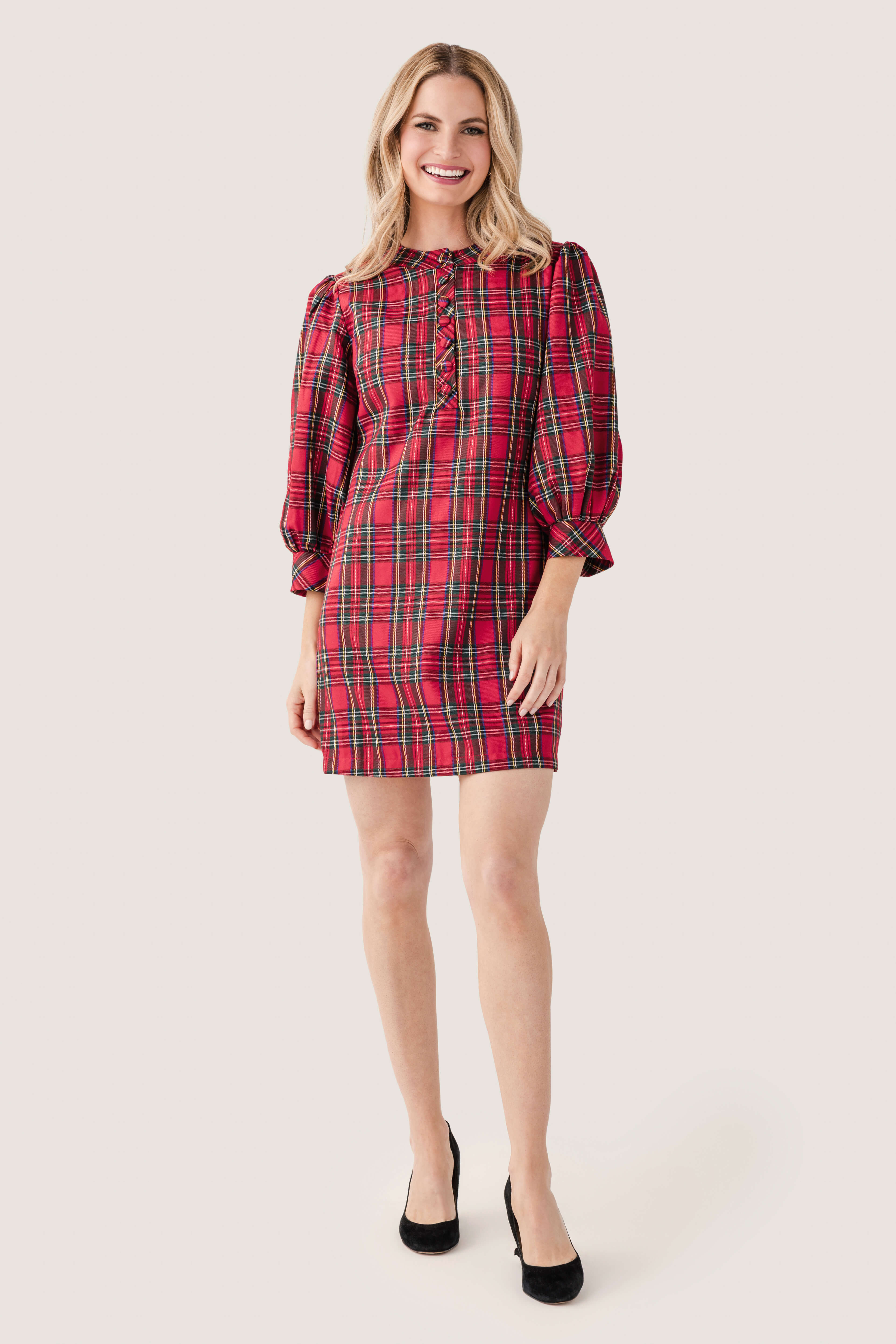 Pinch Tartan 3/4 Sleeve Mini Dress | Social Threads