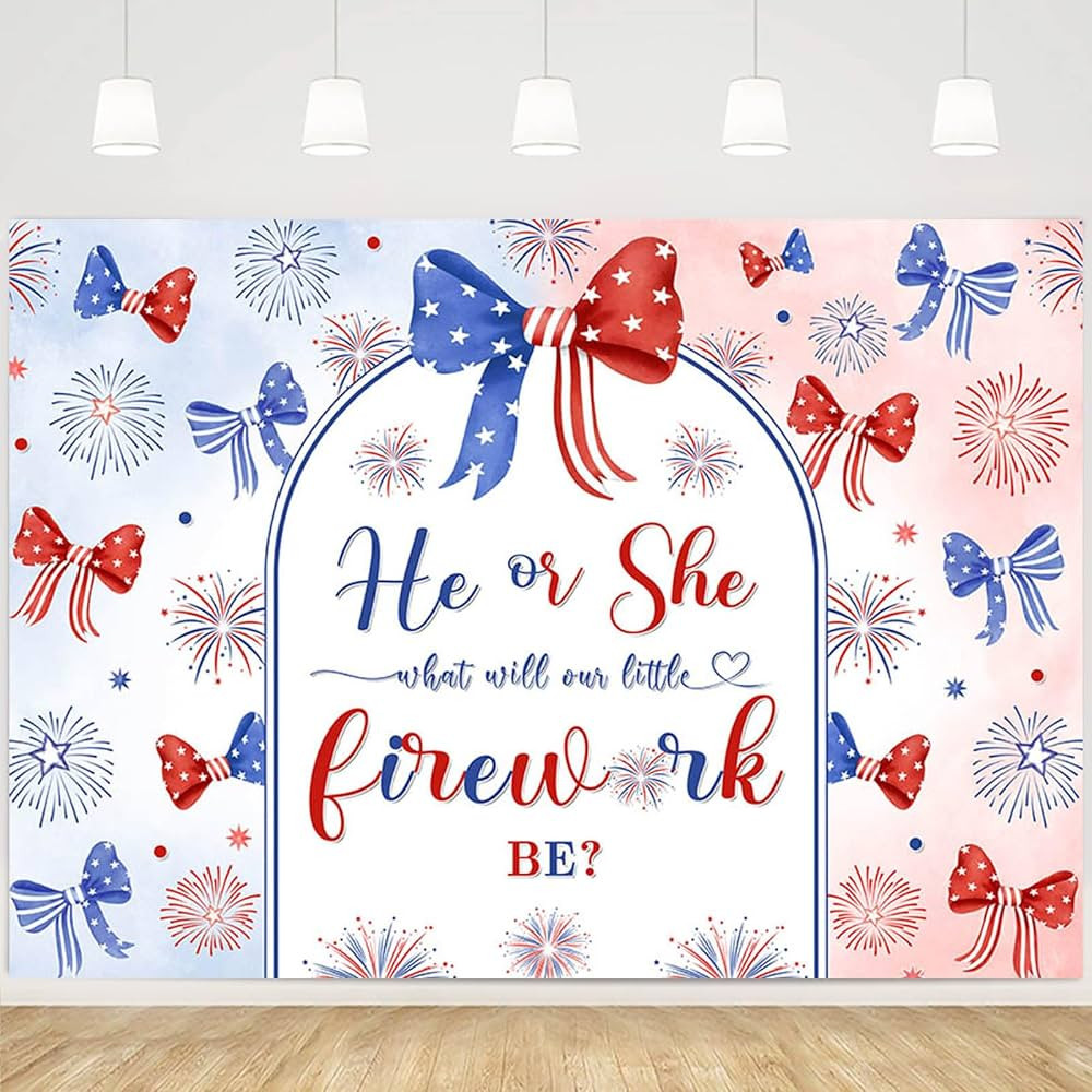 MEHOFOND 7x5ft 4th of July Gender Reveal Backdrop Bow Patriotic Bows Red White Blue Star Stripes ... | Amazon (US)