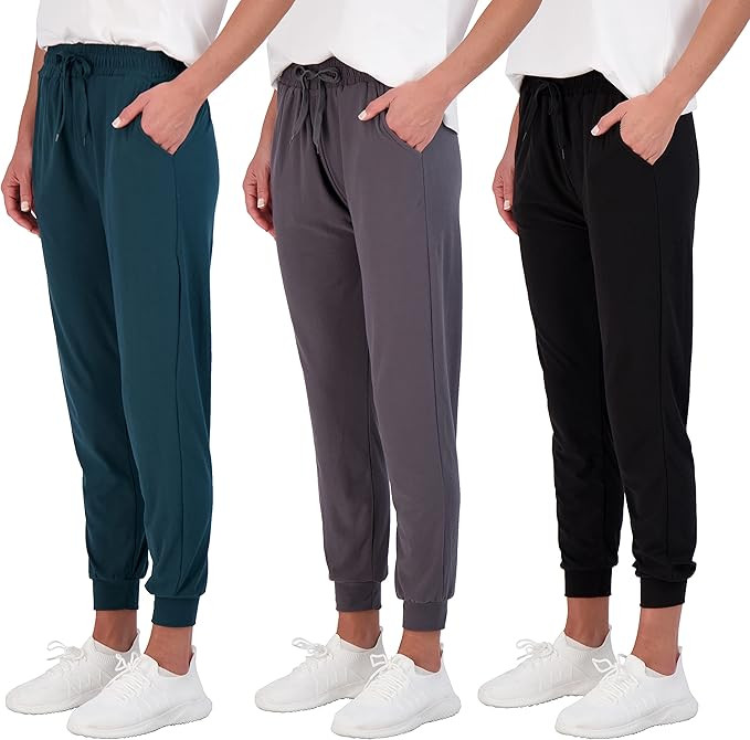 Real Essentials 3 Pack: Women's Ultra-Soft Lounge Joggers Athletic Yoga Pants with Pockets(Availa... | Amazon (US)