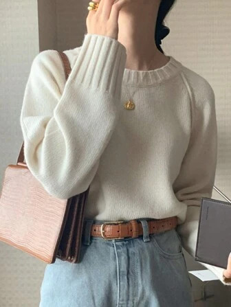 DAZY Damen Rundhals Pullover Einfarbig mit Langarm | aktuelle Trends, günstig kaufen | SHEIN Deu... | SHEIN