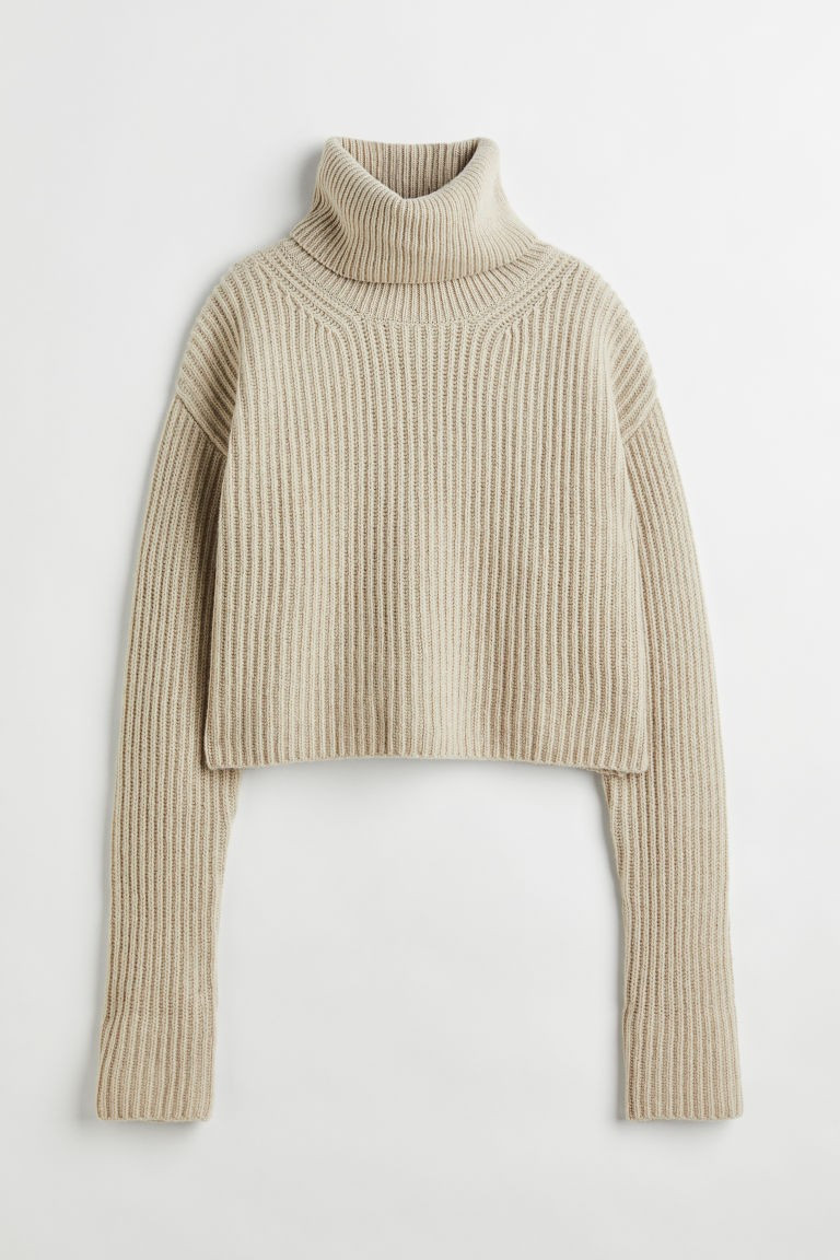 H & M - Polo-neck wool-blend jumper - Beige | H&M (UK, MY, IN, SG, PH, TW, HK)