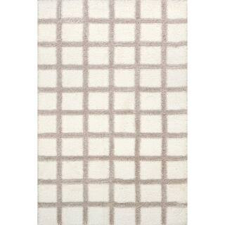 Christabel Checkered High-Low Shag Beige 4 ft. x 6 ft. Modern Area Rug | The Home Depot