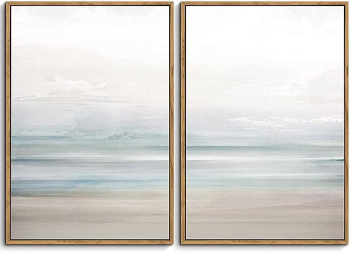 Gardenia Art Framed Coastal Beach Canvas Wall Art Decor Abstract Ocean Landscape Painting Prints ... | Amazon (US)