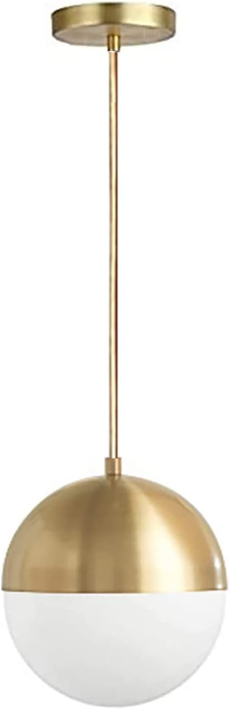 LOTREE Gold Brass Glass Globe Pendant Light Fixtures: 7.8 Inch White Milk Glass Ball with Gold Fi... | Amazon (CA)
