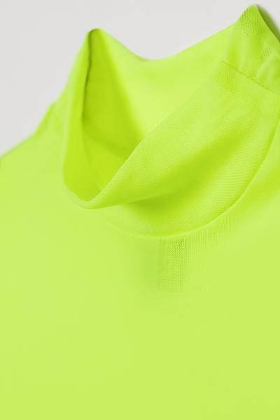 Mock Turtleneck Mesh Top - Neon yellow -  | H&M US | H&M (US)