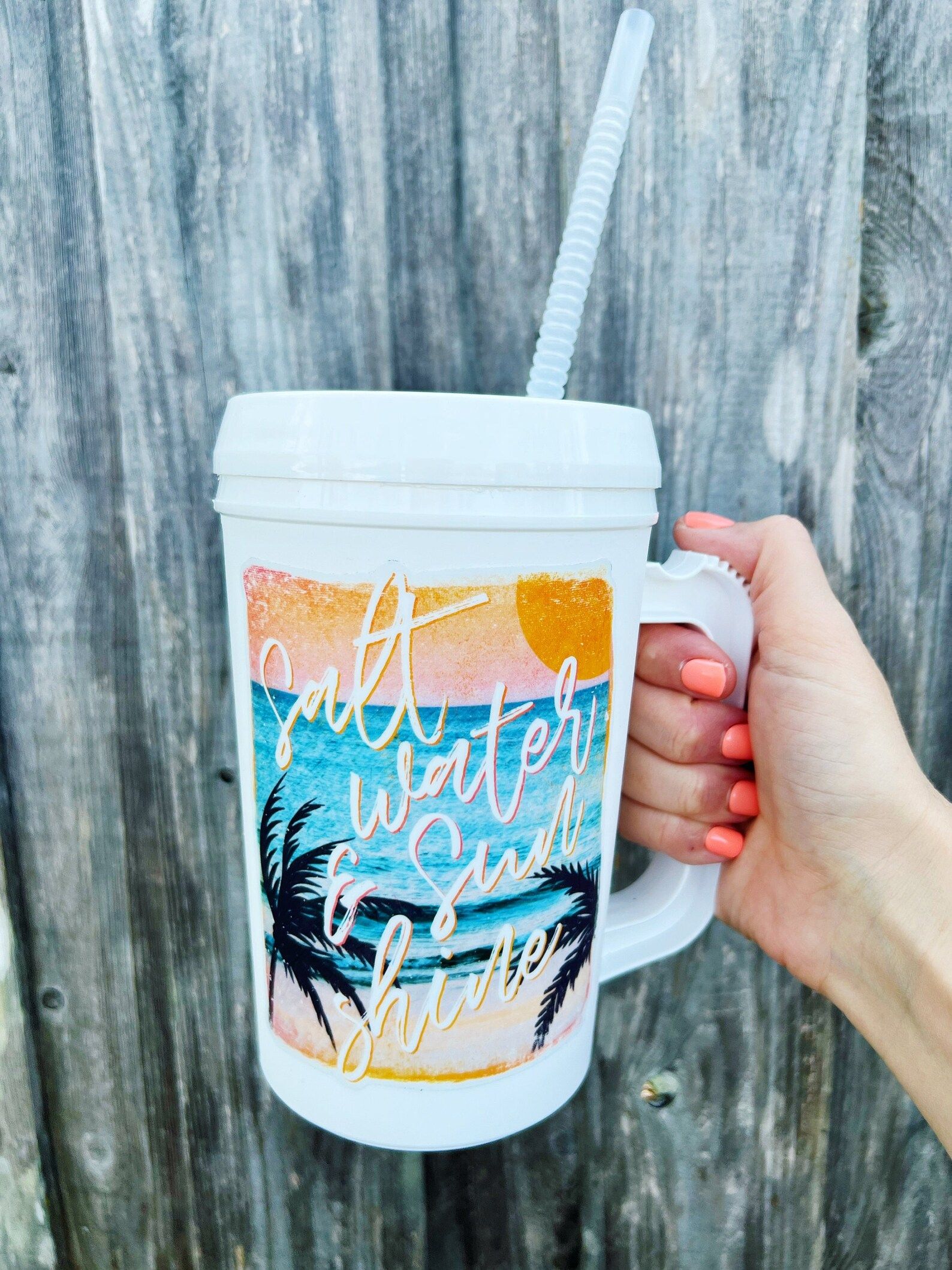 Salt Water & Sunshine Beach Retro Mega Mug 22oz Retro Thermos | Etsy | Etsy (US)