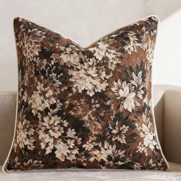 SUSIELADY Floral Throw Pillow Cover 18 x 18 Inches \u2013 Vintage Chenille Square Throw Pillow Co... | Walmart (US)