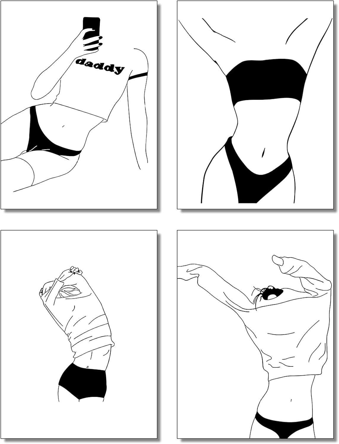 Line Art Minimalist Wall Art Canvas Abstract Decor Prints for Bathroom Decor Bedroom Dorm Room De... | Amazon (US)