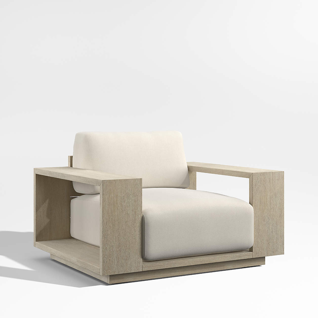 Mallorca Wood Outdoor Lounge Chair with Ivory Cushions + Reviews | Crate & Barrel | Crate & Barrel
