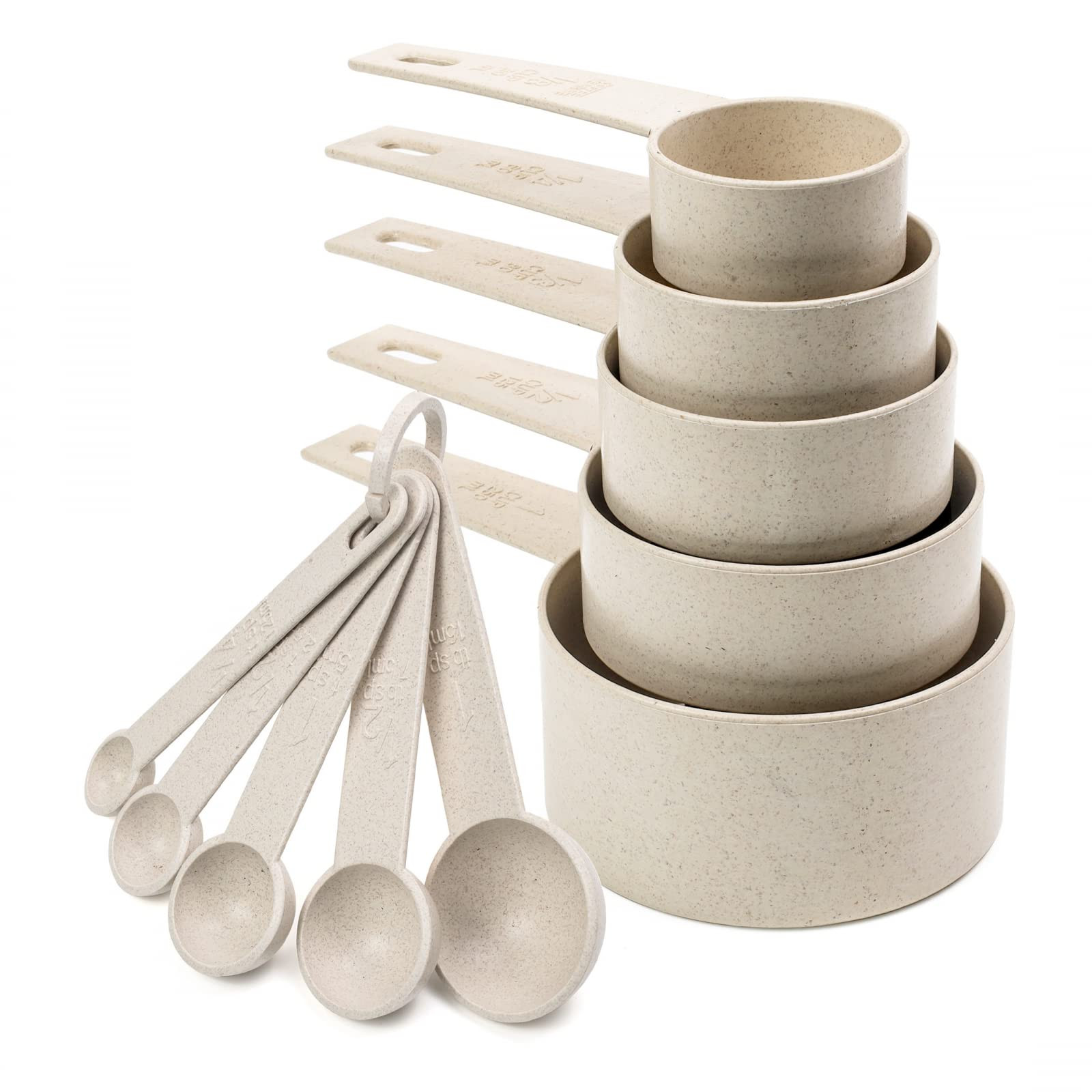 Beille Cream Wheat Straw Measuring Cups Spoons Set Cooking Baking Tools 10pc | Amazon (US)