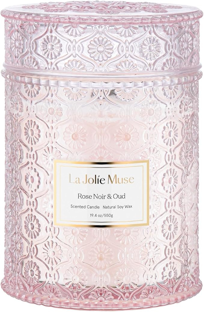 LA JOLIE MUSE Rose Noir & Oud Scented Candle, Rose Candle for Home, Candle Gift for Women, Wood W... | Amazon (US)