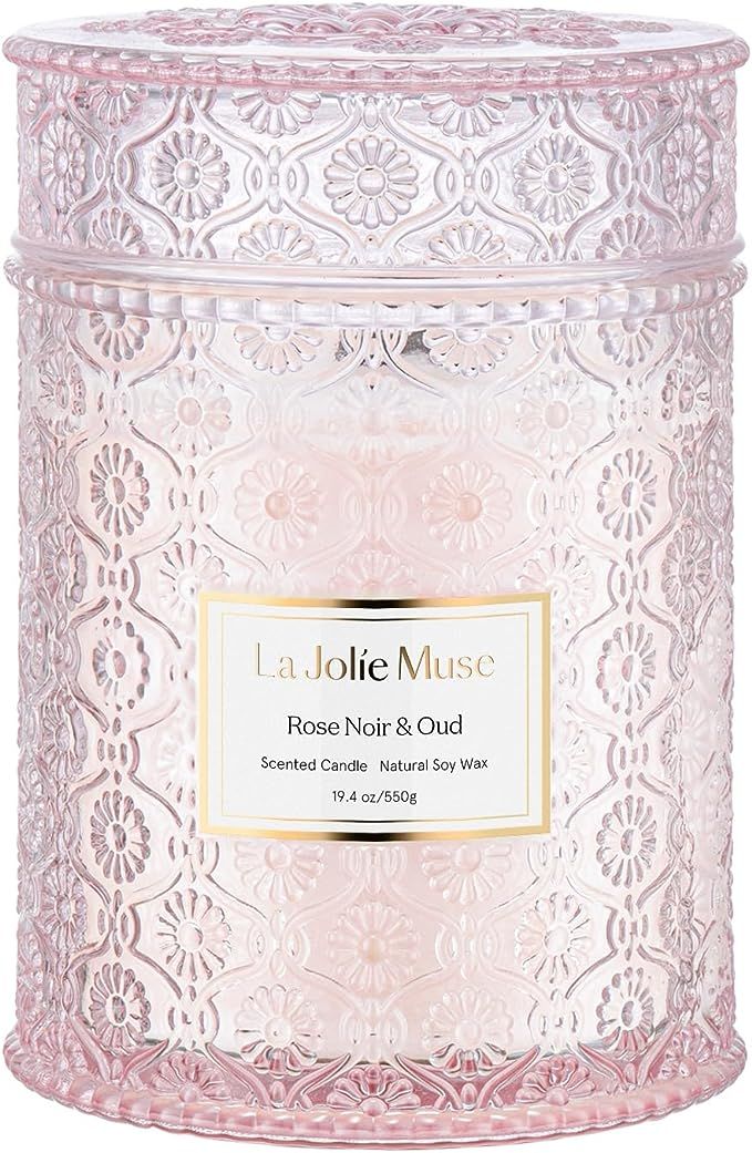 LA JOLIE MUSE Rose Noir & Oud Scented Candle, Rose Candle for Home, Candle Gift for Women, Wood W... | Amazon (US)
