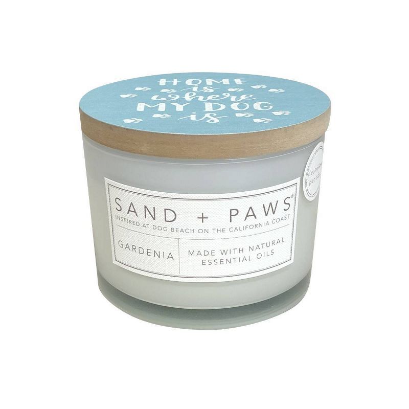 12oz Gardenia Scented Candle White - Sand + Paws | Target