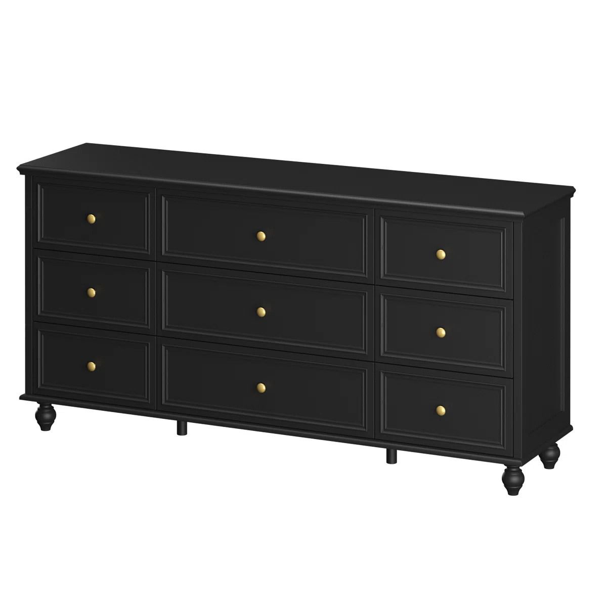 Classic Elegance 9-Drawer Dresser With Brass Knob Handles - Timeless | Wayfair North America