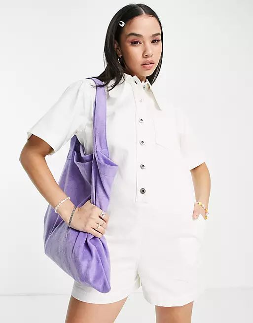 COLLUSION utility twill romper in off white | ASOS (Global)
