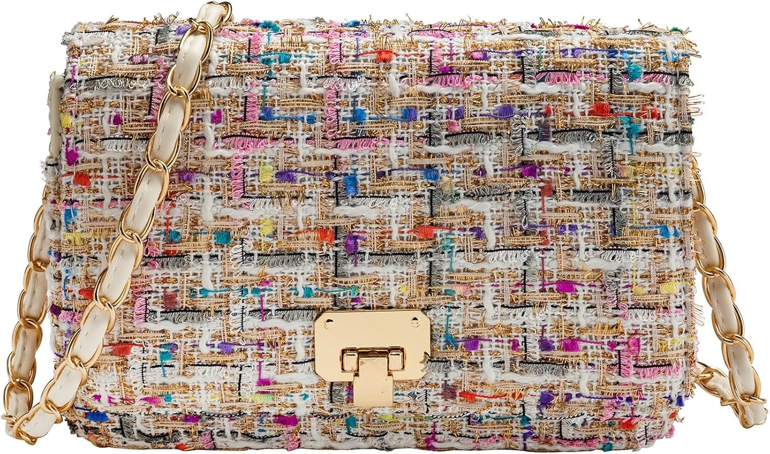 Women's Tweed Plaid Shoulder Bag Trendy Purse Handbag PU Leather Crossbody Evening Bag Quilted Sa... | Amazon (US)