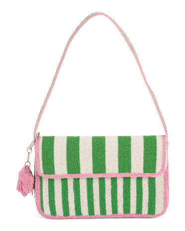 Beaded Yin Yang Chic Flap Shoulder Bag for Women | Leather | Marshalls