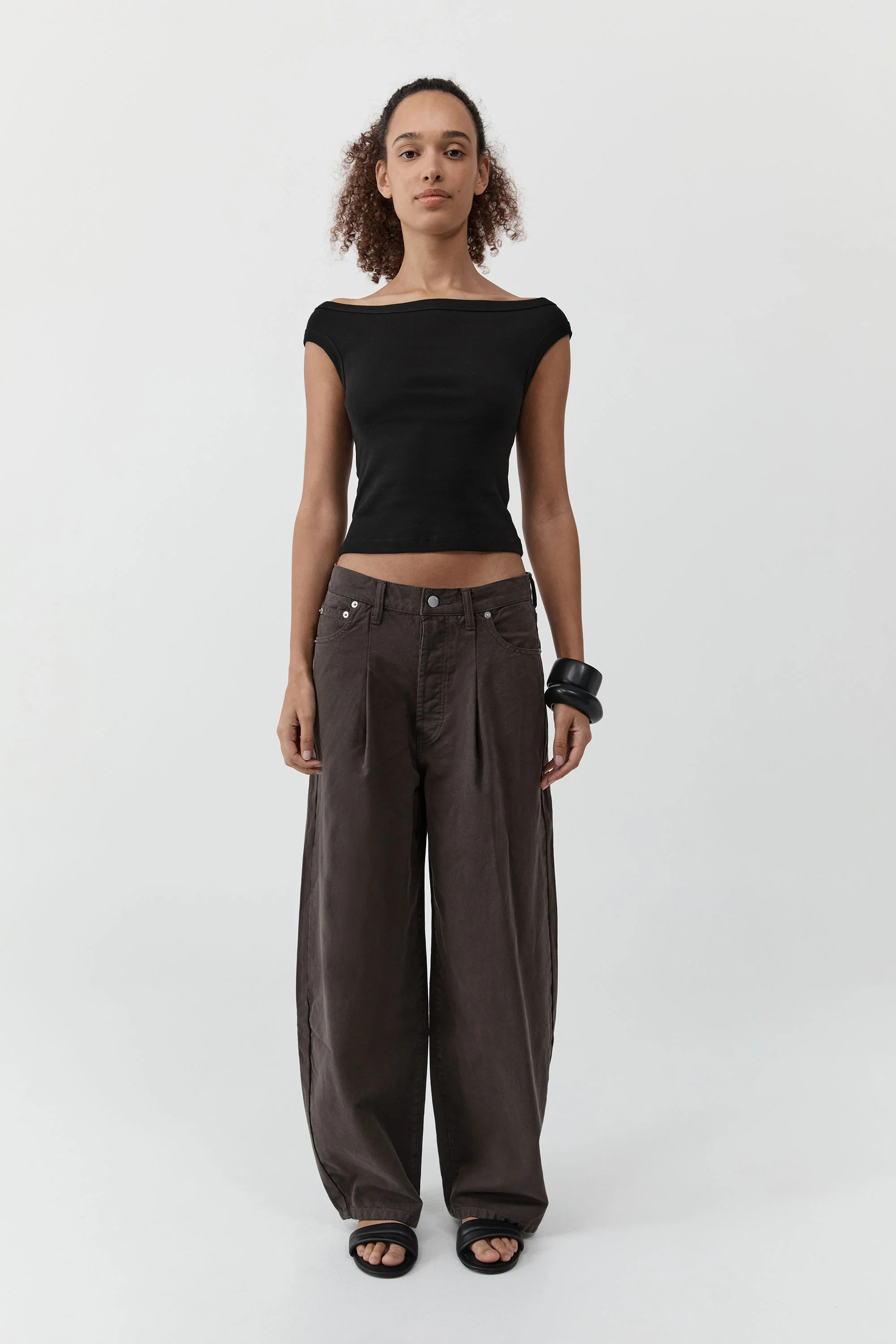 Canvas Mid Rise Barrel Jeans - Ash | St. Agni (US, UK, EU)