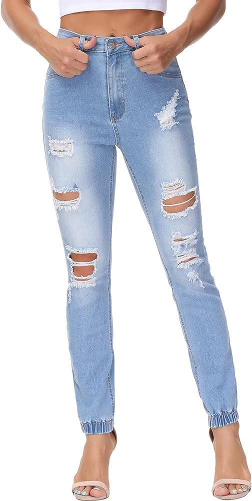 NiceQ Ripped Stretch Jeans Skinny Casual Jeans for Women | Amazon (US)