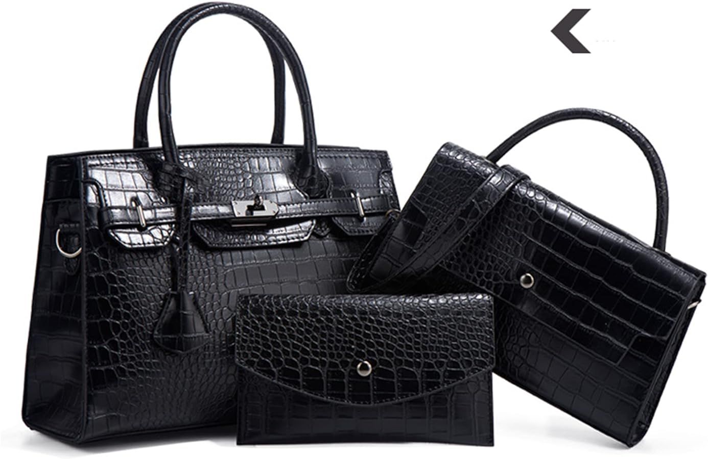 Women PU Leather Crocodile print Large Handbag Shoulder Bag Clutch Handle Fashion Satchel Tote Sm... | Amazon (US)