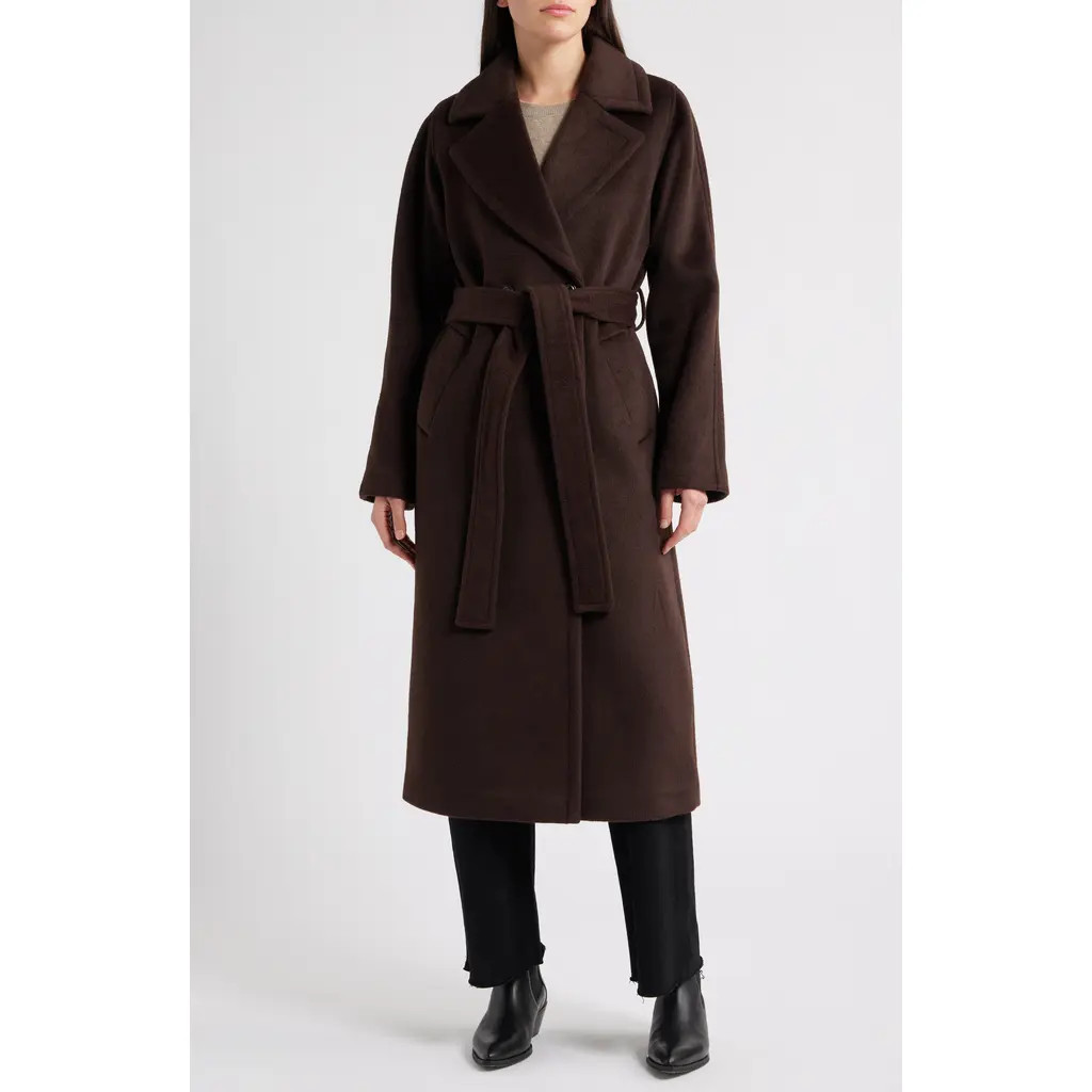 Bernardo Tie Waist Coat in Seal Brown at Nordstrom, Size Xx-Large | Nordstrom