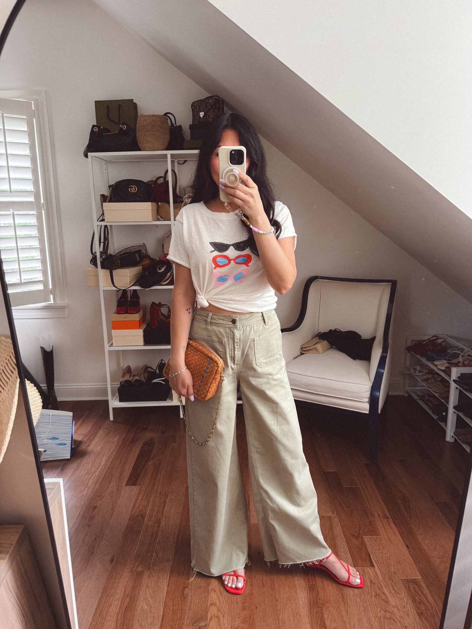 The pops of red from this tee and the sandals are what do it for me with this look. 

#LTKShoeCrush #LTKFindsUnder50