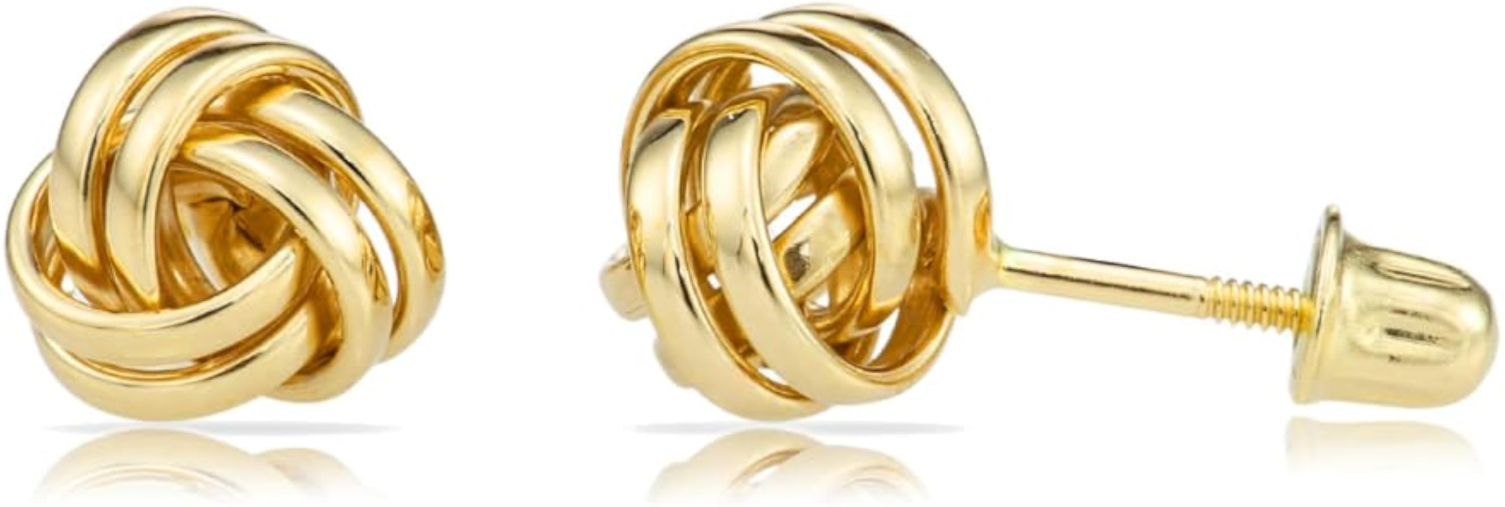 Womens 14k Gold Love Knot Stud Earrings with Long Screw-back Post | Amazon (US)
