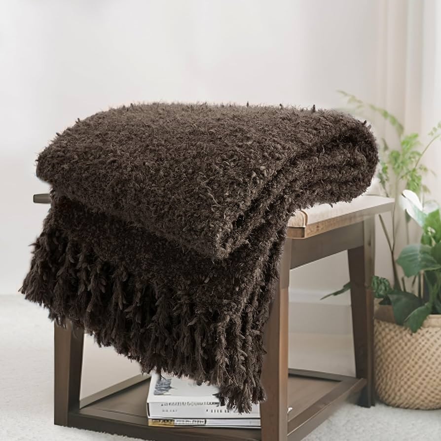Knit Throw Blanket Fluffy Fuzzy Soft Lightweight Cozy Farmhouse Tassels Chunky Knitted Throws for... | Amazon (US)