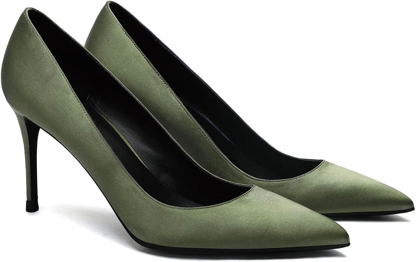 MOOMMO Women Classic High Heels Pumps Shoes Pointed Toe Slip On Satin Heels Stiletto Dress Shoes ... | Amazon (US)